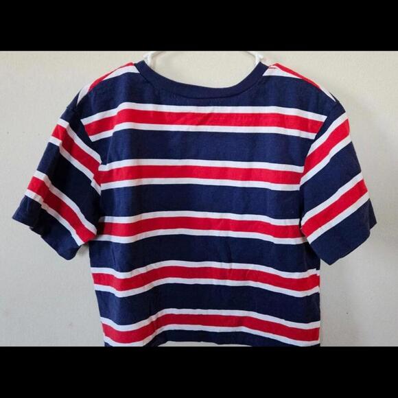 VANS Women's Striped Cropped Tee - Red, Navy & White Size Medium - Picture 2 of 7